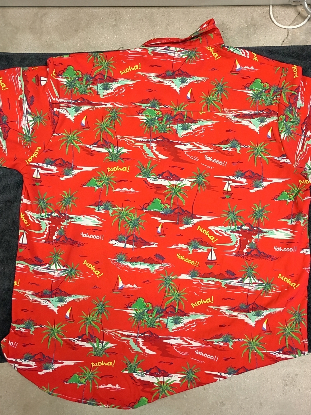Red Aloha Print Men's Swim Shirt